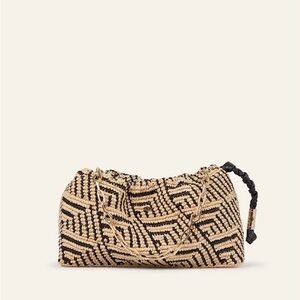 Chic Black and Tan Patterned Shoulder Bag